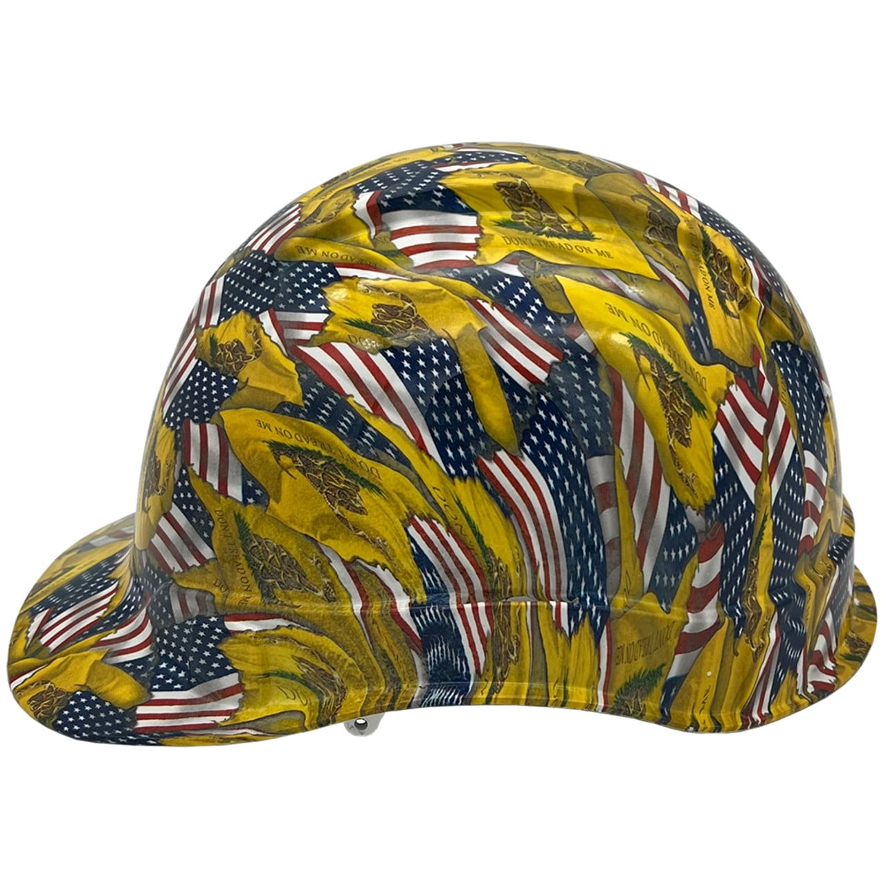 Don't Tread on Me USA FLAG Design Hydro Dipped Hard Hats Cap Style with 4 Point Suspension