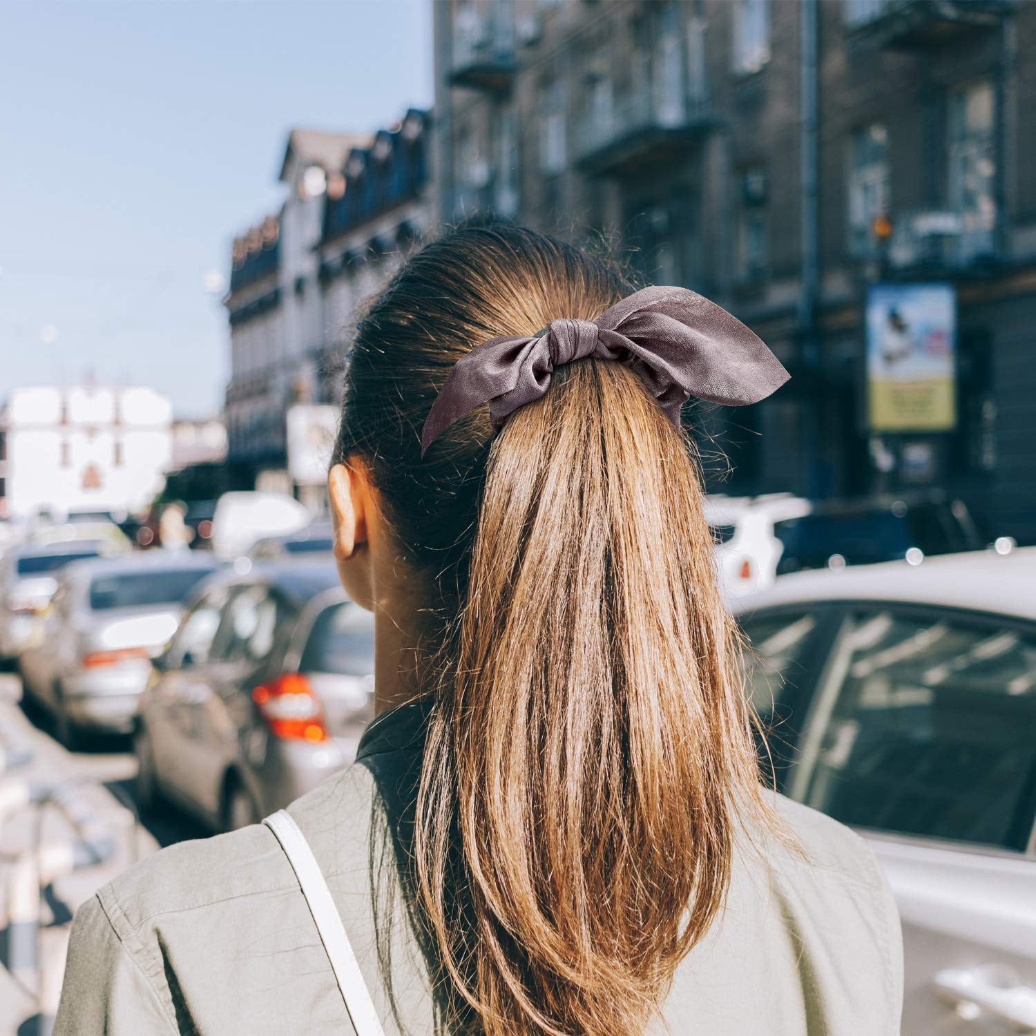 Bow Hair Scrunchies Bunny Ear Scrunchies Silk Bowknot Bobbles Elastic Hair Ties Ponytail Holder for Women