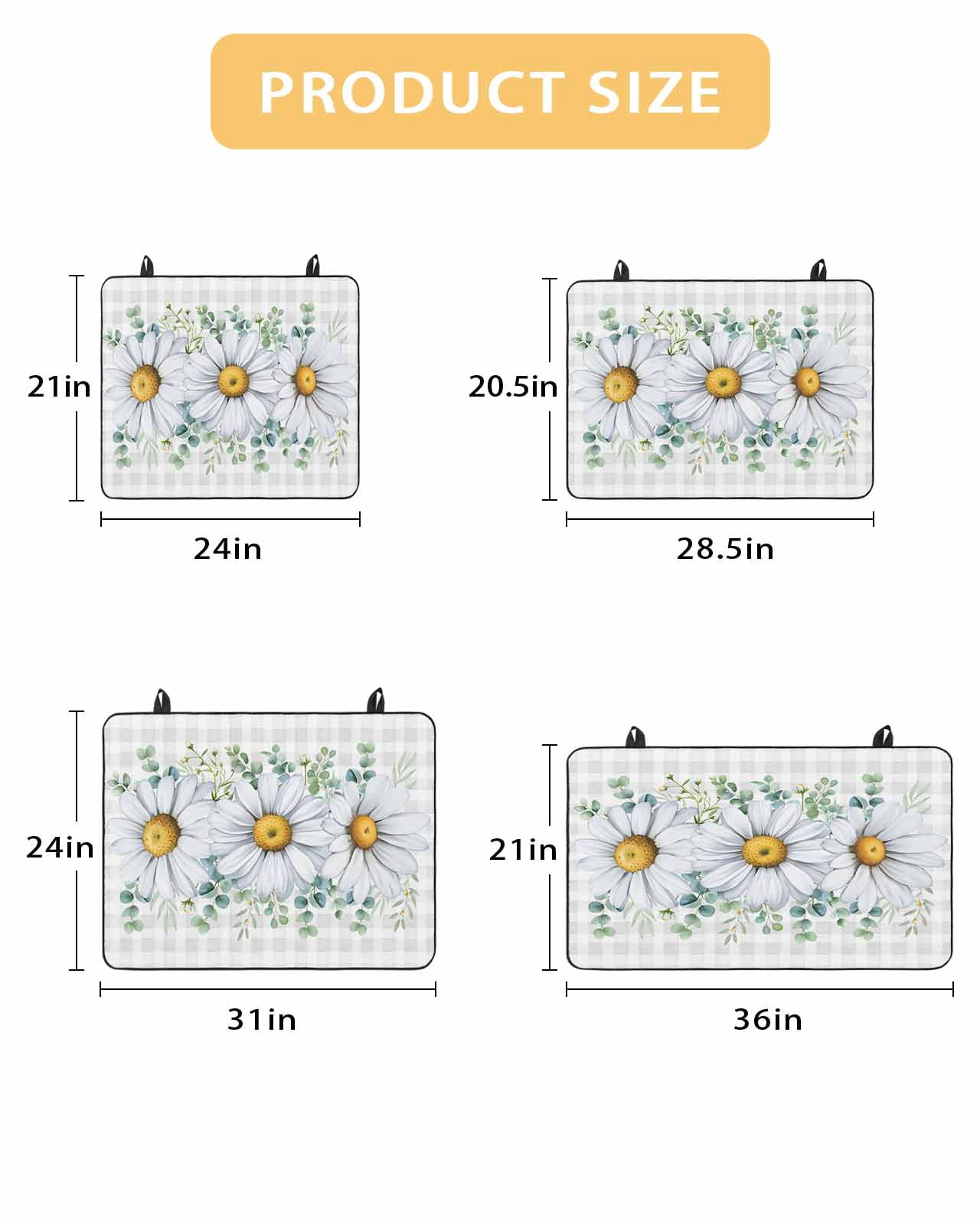 Large Induction Cooktop Protector Mat Daisy Stove Top Covers for Electric Stove, Spring Floral Grey Plaid Eucalyptus Leaves Decorative Stove Burner Cover Mats, Glass Top Stove Cover