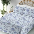 thumbnail image 3 of Ambesonne Floral Fitted & Flat Sheet with Shams 4 Pcs Set, Winter Art Flower Sketchy, King, Pale Blue and Dark Indigo, 3 of 5
