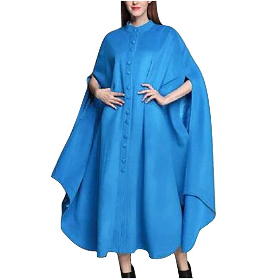 Aoochasliy Winter Scarfs Christmas Clothes Women's Trendy Autumn Solid Shawl Button Cloak Lapel-Neck Knitting Coat Tops