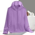 thumbnail image 2 of Caywon Women's Summer Lightweight Reflective Solid Color Breathable Hooded Sun Protection Jacket Thin Sun Guard Coat for Outdoor Sports Hiking Purple 3XL, 2 of 3