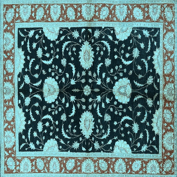 Ahgly Company Indoor Square Oriental Light Blue Industrial Area Rugs, 6' Square