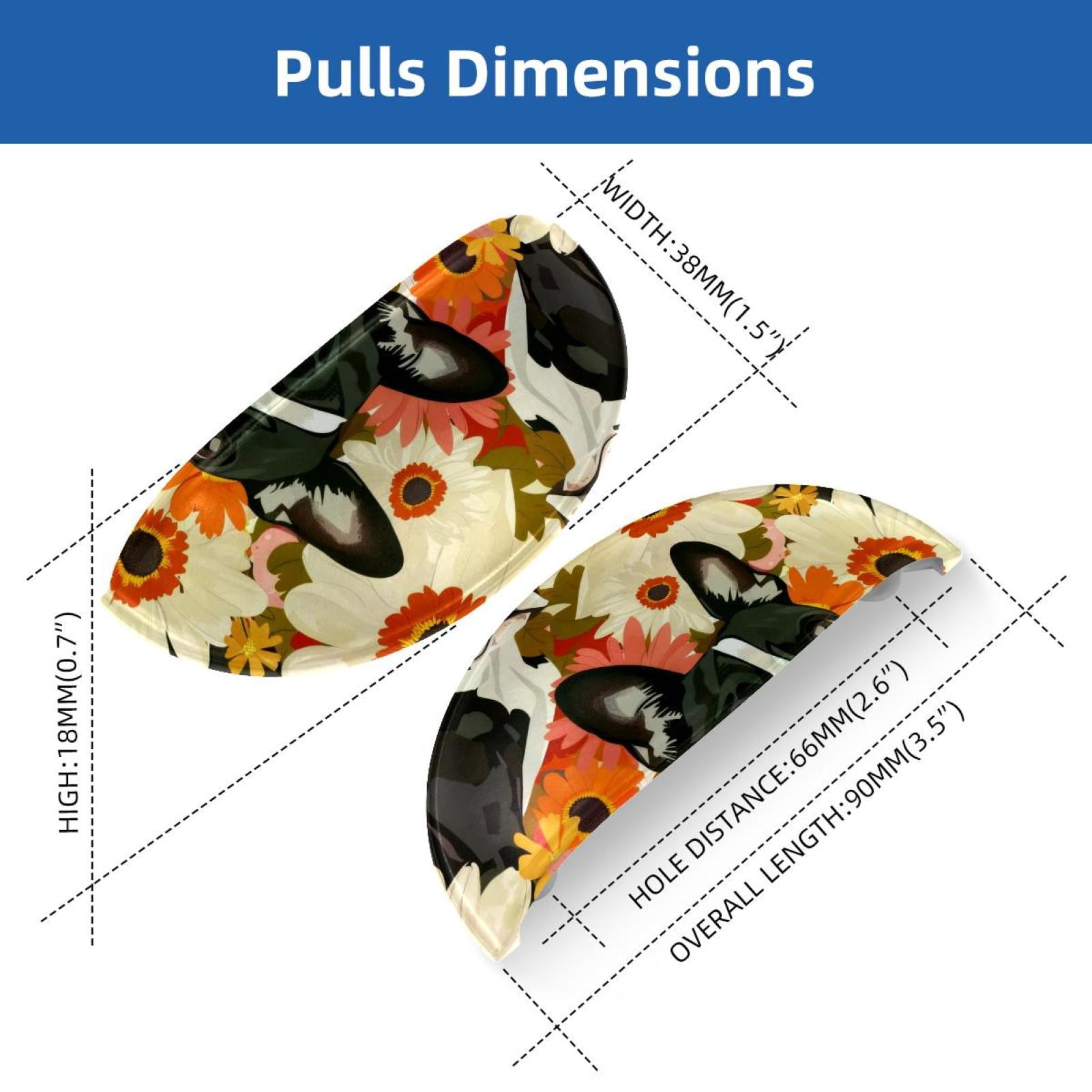 PhooArto 6 Pcs Cup Drawer Pulls, Terriers Dog Flowers Pattern Shell Shape Handles Cabinet Knobs for Dresser Cupboard Closet Wardrobe with Screws