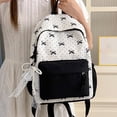thumbnail image 4 of Backpack for Girls Patchwork Bow Backpack Lightweight Casual Student Daypack Versatile Everyday Carry Black One Size, 4 of 9