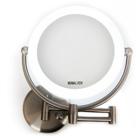 Mag Satin Mirror Makeup Vanity LED Lighted Wall Mount Mirror 10x/1x Mag 8.6