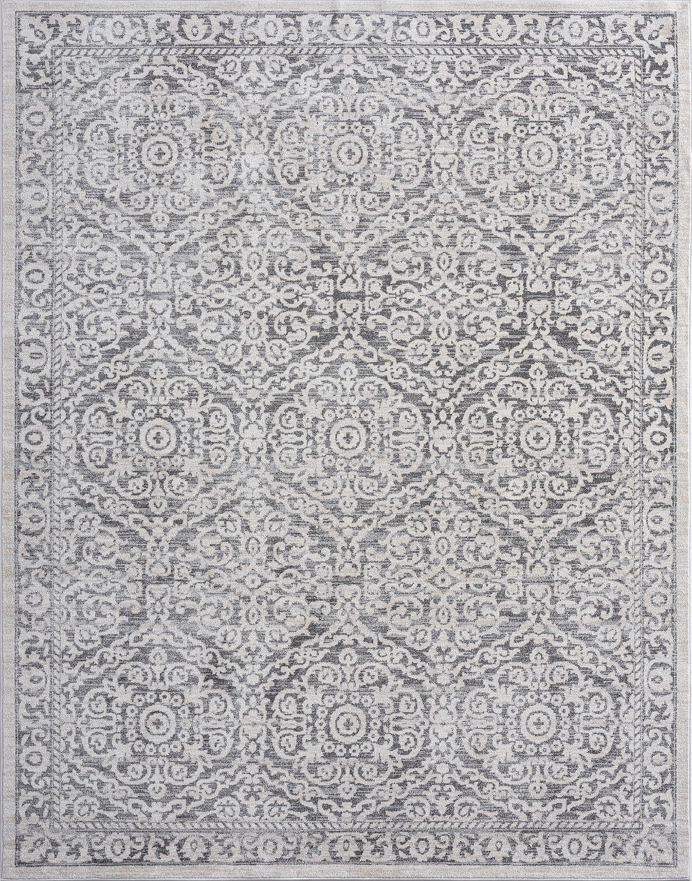 Traditional 9x12 Area Rug (8'10'' x 12'2'') Floral Cream, Gray Living Room Easy to Clean