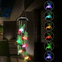Solar Hummingbird Wind Chime, TSV LED Color Changing Hanging Wind Bell Light for Home Yard Garden