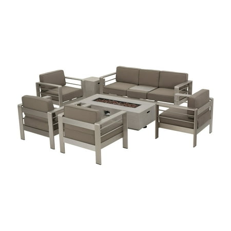 Aluminum 7 Piece Patio - Home Cape Coral Aluminum 7 Piece Fire Pit Patio Set