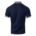 thumbnail image 6 of Polo Shirts for Men Short Sleeve Quarter Button Up Polo Tees Slim Fit Navy Men's Tops, 6 of 7
