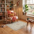 thumbnail image 3 of ODIKA 3'x5' Ultra-Soft Throw Mat, Cream Beige Vintage Distressed Neutral Faded Border Entryway None Washable, Bare feet friendly, Easy Care Indoor rug for Bedside, Vanity, 3 of 7