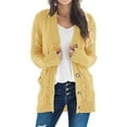 thumbnail image 1 of Pisexur Women's Long Sleeve Cable Knit Sweater Open Front Cardigan Button Loose Outerwear, 1 of 5