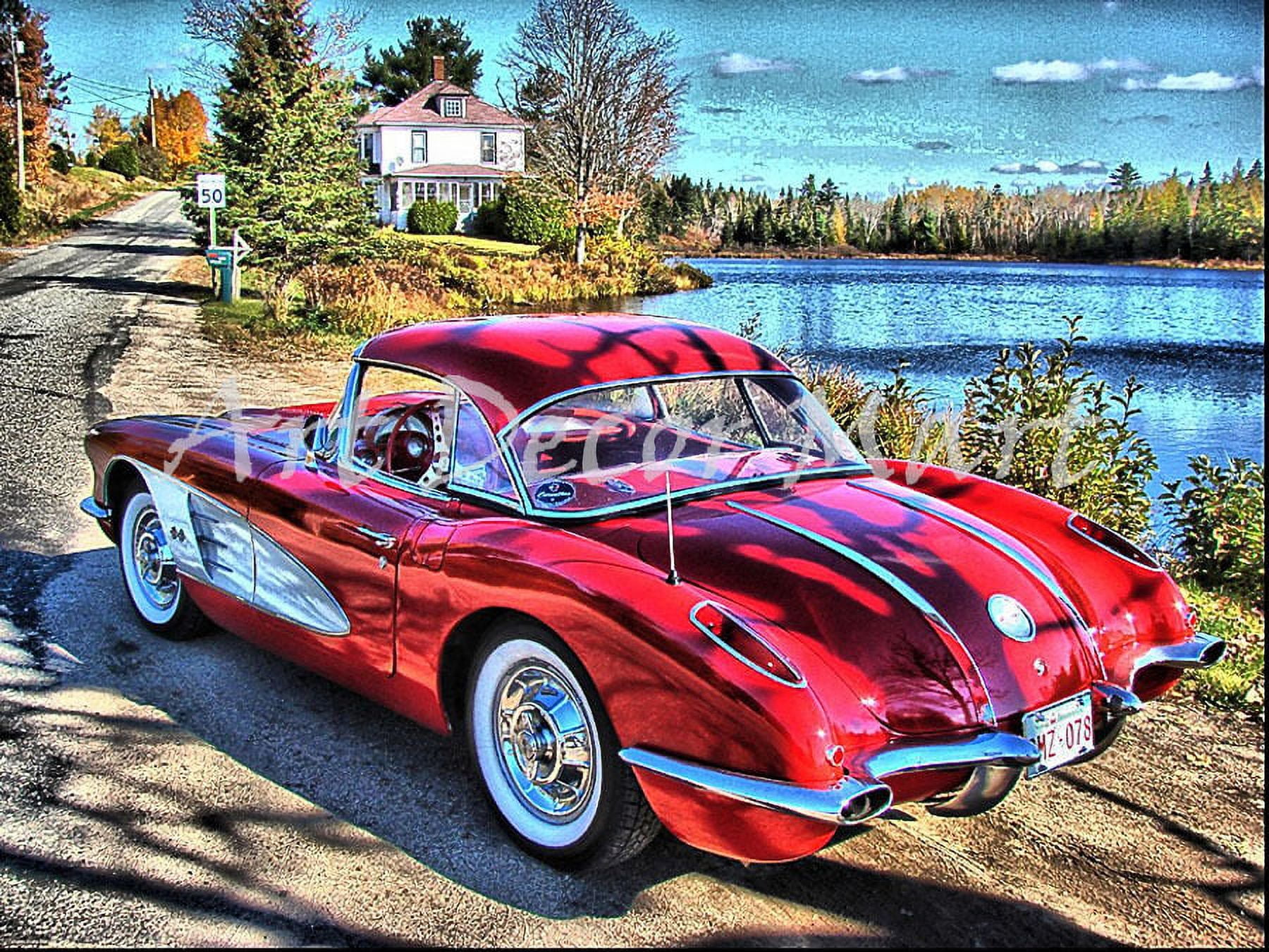 58 Corvette -The Good Old Days - CANVAS OR FINE PRINT WALL ART