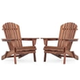thumbnail image 2 of Folding Adirondack Chair Set of 2, Solid Wood Outdoor Patio Lounge Chairs,Half Pre-Assembled, Natural Wood Finish for Garden, Lawn, Deck, Poolside & Fire Pit, 2 of 7