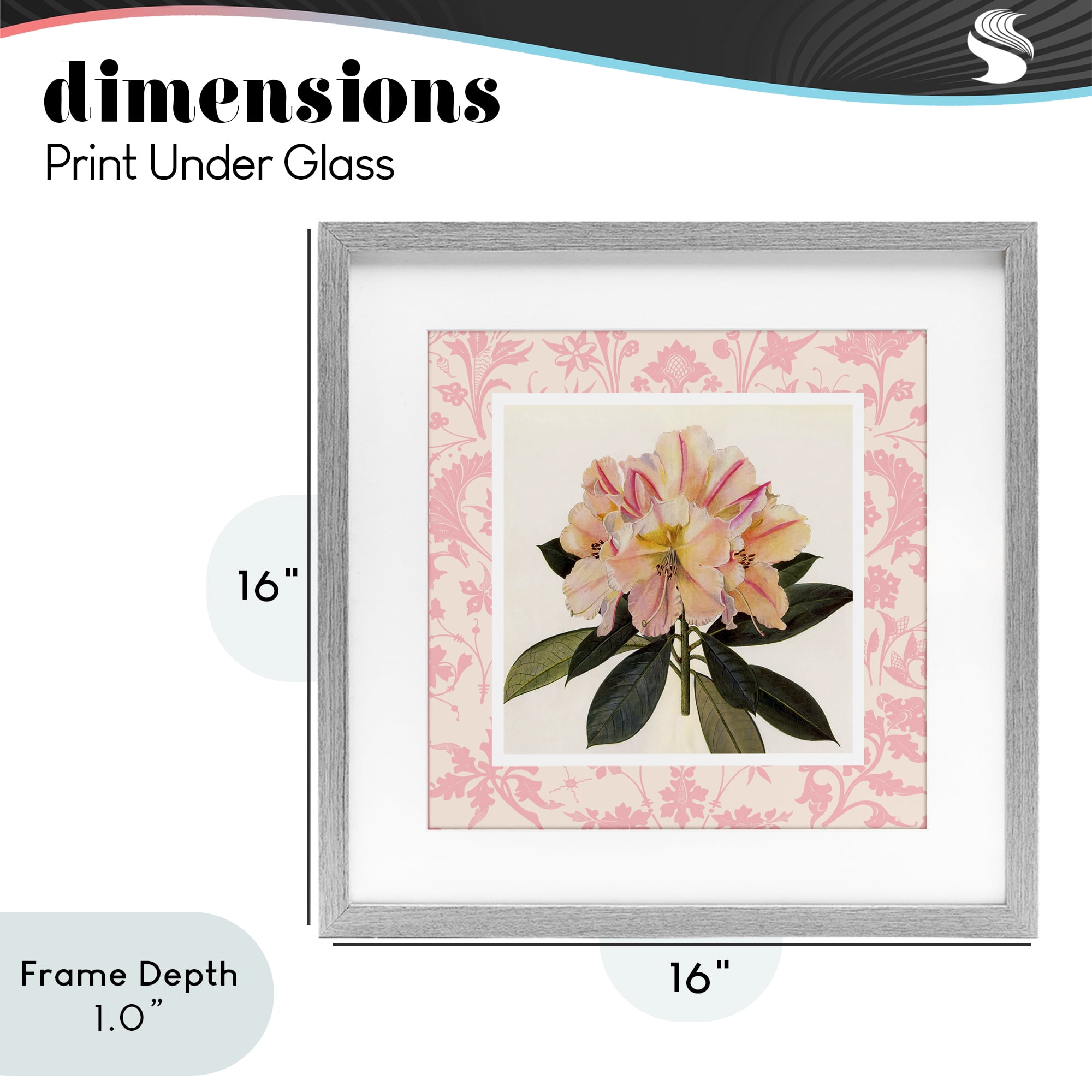Stupell Industries Pink Vintage Pattern Botanical Gray Framed Print Under Glass, design by Livi Finn