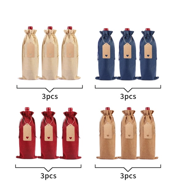 Bolsa de lino para botellas de vino, bolsa de lino para envasar vino tinto
