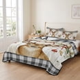 thumbnail image 2 of Quilts Twin Size Bedding Set, Christmas Elk Lightweight Quilted Comforter, Xmas Ball Botanical Black Checked Wooden Soft Reversible Bedspread Coverlet with Pillow Covers for All Season, 68" x 86", 2 of 9