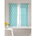 thumbnail image 3 of Quatrefoil Moroccan Pattern Curtains 54 Inch Length, Sheer Curtains for Bedroom Living Room Window Geometric Aqua Morocco Rod Pocket Voile Drapes Kitchen Curtains Small Half Window 52"x54" 2 Panels, 3 of 7
