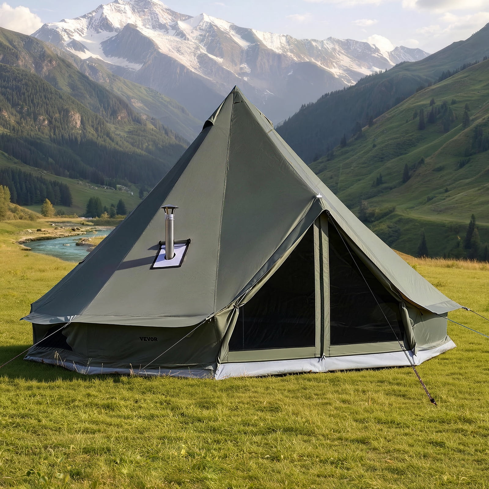 Walmart 4M Green Bell Tent, Waterproof, Easy Install, Suitable for