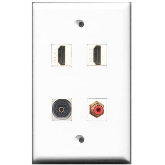 RiteAV - 2 Port HDMI 1 Port RCA Red 1 Port Toslink Wall Plate