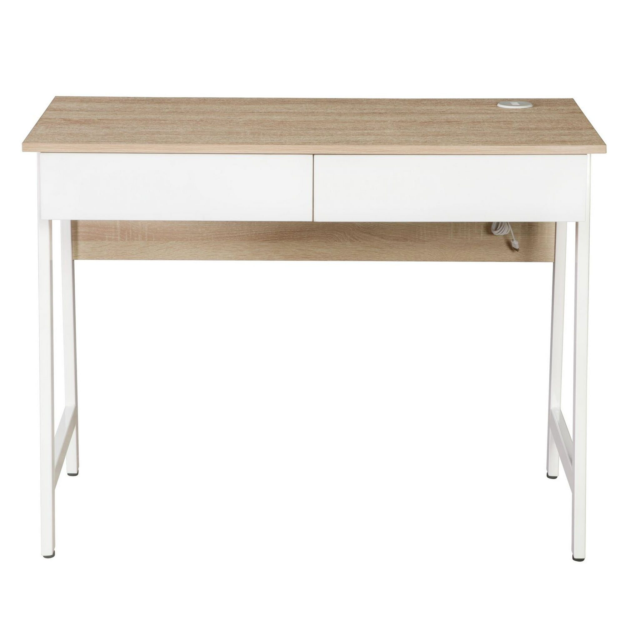 Mainstays 39.4 White Computer Desk 2 Drawers Computer Desk with USB Charger Study Writing Table Home Office Workstation Computer Desk Computer Desk Walmart