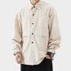 thumbnail image 2 of Camisas Hombre Vestir Moda masculina Primavera y verano Casual Manga larga Solapa Camisa de color sólido Blusa (Beige, L), 2 of 4