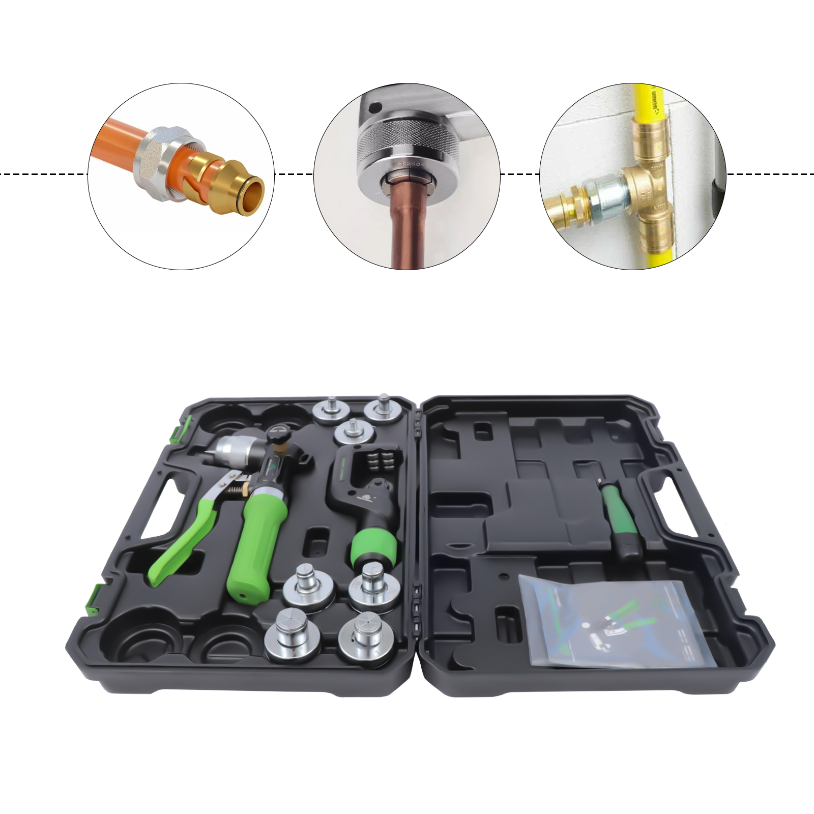Green Hydraulic Expander HVAC Hydraulic Swaging Tool Kit Tubing Expanding Refrigerant Aluminum Tubes
