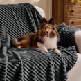 thumbnail image 6 of ROSEKIND Striped Blanket, Premium Faux Fur Touch Ribbed Throw for Sofa and Bed, Cozy Gift for Adults and Friends, 40''x60'', Silver Cloud, 6 of 8