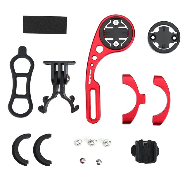 Soporte de extensión de aleación de aluminio para odómetro de bicicleta con adaptadores (rojo)