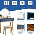 thumbnail image 4 of Topbuy Vanity Table Set 3 Color LED Light Touch Screen Mirror w/ Stool Navy Blue, 4 of 9