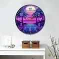 thumbnail image 2 of Yayeee Wall Clock Battery Operated 11.9" Silent Non-Ticking for Living Room, Purple Digital Art, 2 of 8