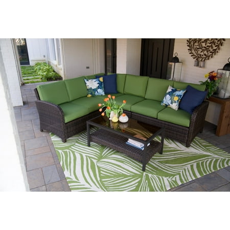 Jackson 5pc Outdoor Wicker Corner Sectional