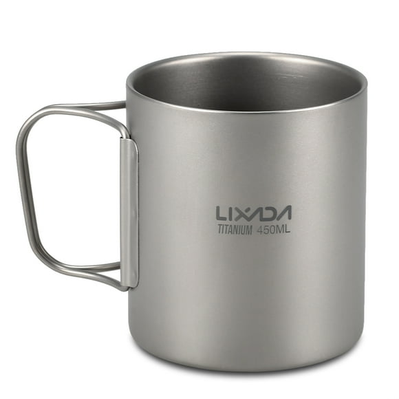 Lixada 220ml / 450ml Titanium Double Wall Cup Water Coffee