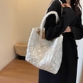 thumbnail image 2 of Bolso Acolchado Con Entramado Diamantes para Mujer Bolso Invierno Ocio para Niña Gran Capacidad (Beige), 2 of 9