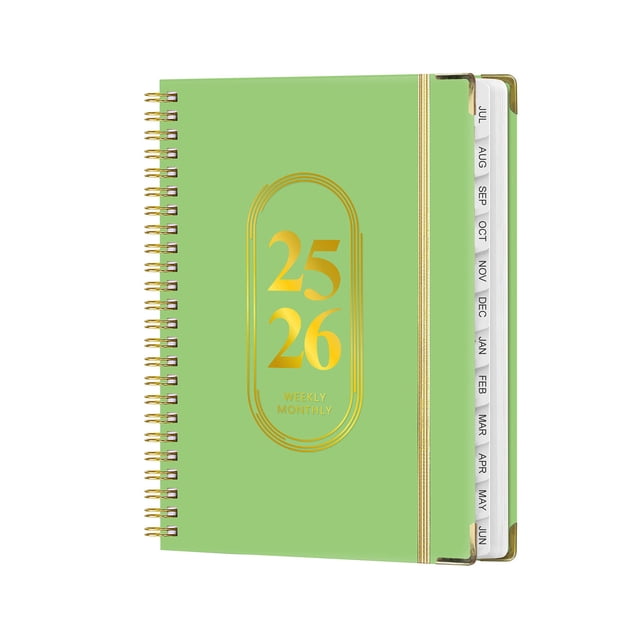 Libreta A5 con cierre elástico y espiral para el trabajo y el deporte. Planificador resistente con diseño de cuerda para organizar tu planificación diaria y tomar notas. Aestivo | Verde |