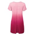 thumbnail image 2 of MBJ WT1085 Womens Dip Dye V Neck Short Sleeve Pleats Tunic Top S FUCHSIA, 2 of 3