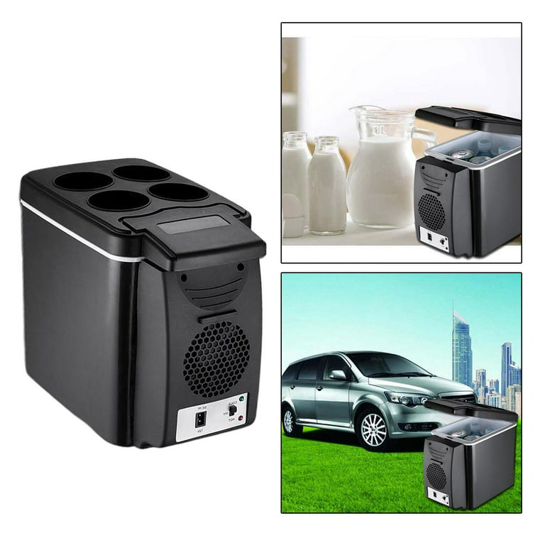 6L / 8 Can Portable Mini Car Fridge Refrigerator, Electric and Warmer AC 220V DC 12V, Convenient, Size: 320×175×270mm, Black