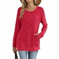 thumbnail image 2 of Maplenight Ribbed Knit Sweaters for Women Business Casual Crew Neck Long Sleeve Shirts Lightweight Tunic Pullover Tops with Pockets, 2 of 5
