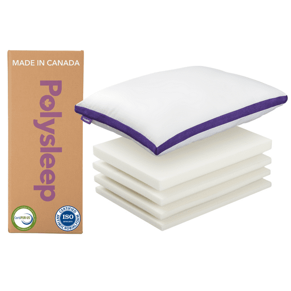 Polysleep Antimicrobial Memory Foam Pillow - Hypoallergenic Adjustable Neck & Body Bed Pillows, Medical Grade Cooling Memory Foam, 100% Washable Cotton Case