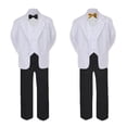 thumbnail image 2 of 5-7pc Formal Black White Suit Set Gold Bow Necktie Vest Boy Baby Sm-20 Teen, 2 of 3