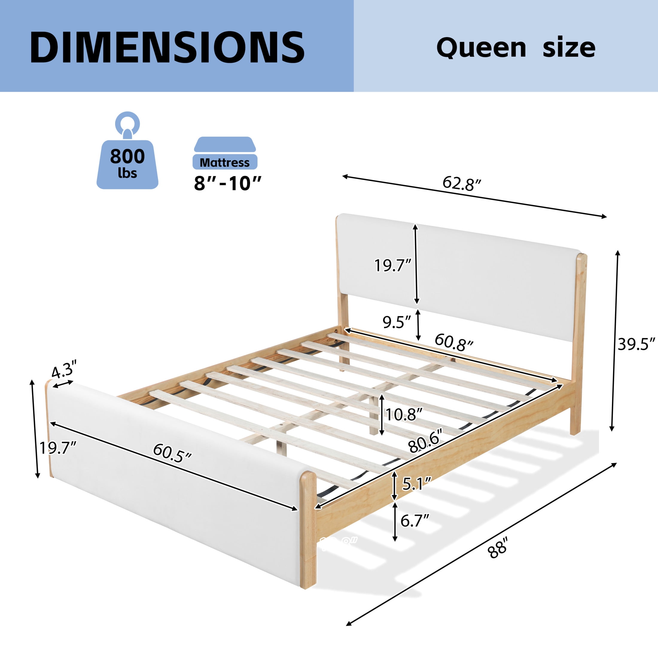 Christopher Knight Home Queen Size Natural Wood Bed frame With Beige Upholstered Headboard and Footboard