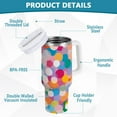 thumbnail image 2 of Yayeee 30oz Stainless Steel Tumbler with Straw and Handle Double-Wall Insulated Travel Water Bottle, Purple Colorful Circles, 2 of 8