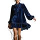 thumbnail image 3 of TaTaai Vintage Velvet Dress for Women, Stand Collar Puff Sleeve Elegant Gown, Loose Ruffle Hem Shift Dress, Perfect for Christmas and Winter Parties Gift, 3 of 9