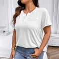 thumbnail image 4 of Uootdi Women's Henley Tops Short Sleeve Button Placket Blouses Casual Daily Style Soft Breathable Relaxed Fit Tees Gift, 4 of 7