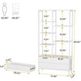 thumbnail image 2 of Tribesigns Bookshelf, Tall Bookcase with Drawers, Modern Open Bookshelves with Storage Space, Freestanding Etagere Bookcase for Home Office, White, 2 of 5