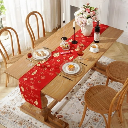 

Nvzi -b Simple New Year Red Christmas Table Flag Bed End Flag Placemat Table Flag-SIZE A:11.8*55inch A