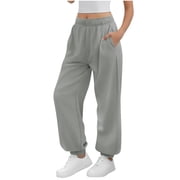 Sweatpants for Women Womens Pants Athletic Open Bottom Running Pants Casual Womens Sweatpants with Pockets Sawvnm Gray M
