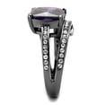 thumbnail image 3 of IP Light Black (IP Gun) Stainless Steel Ring with AAA Grade CZ in Amethyst for Women Amethyst Stone Color Style TK1665LJ Size 10, 3 of 3