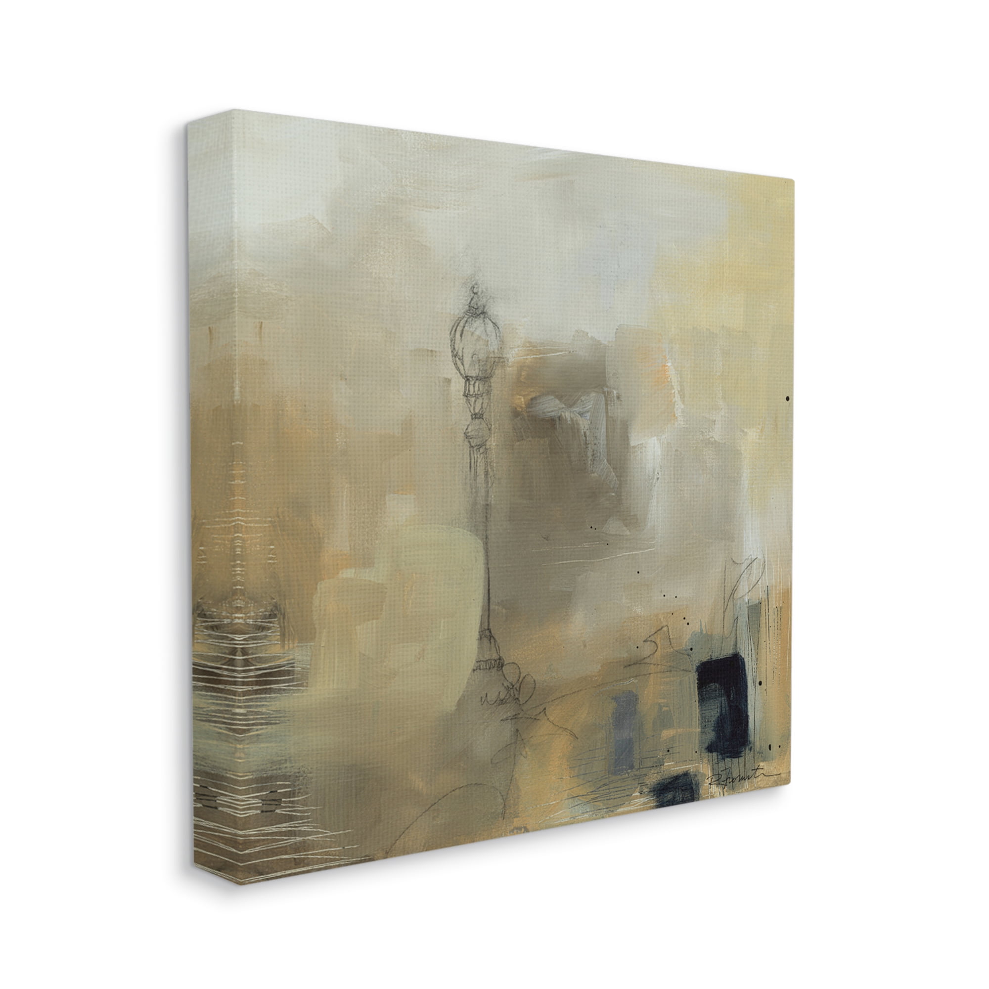 Stupell Industries Mysterious Abstract Town Scenery Street Light Scribbles Painting Gallery Wrapped Canvas Print Wall Art, Design by Ruth Fromstein