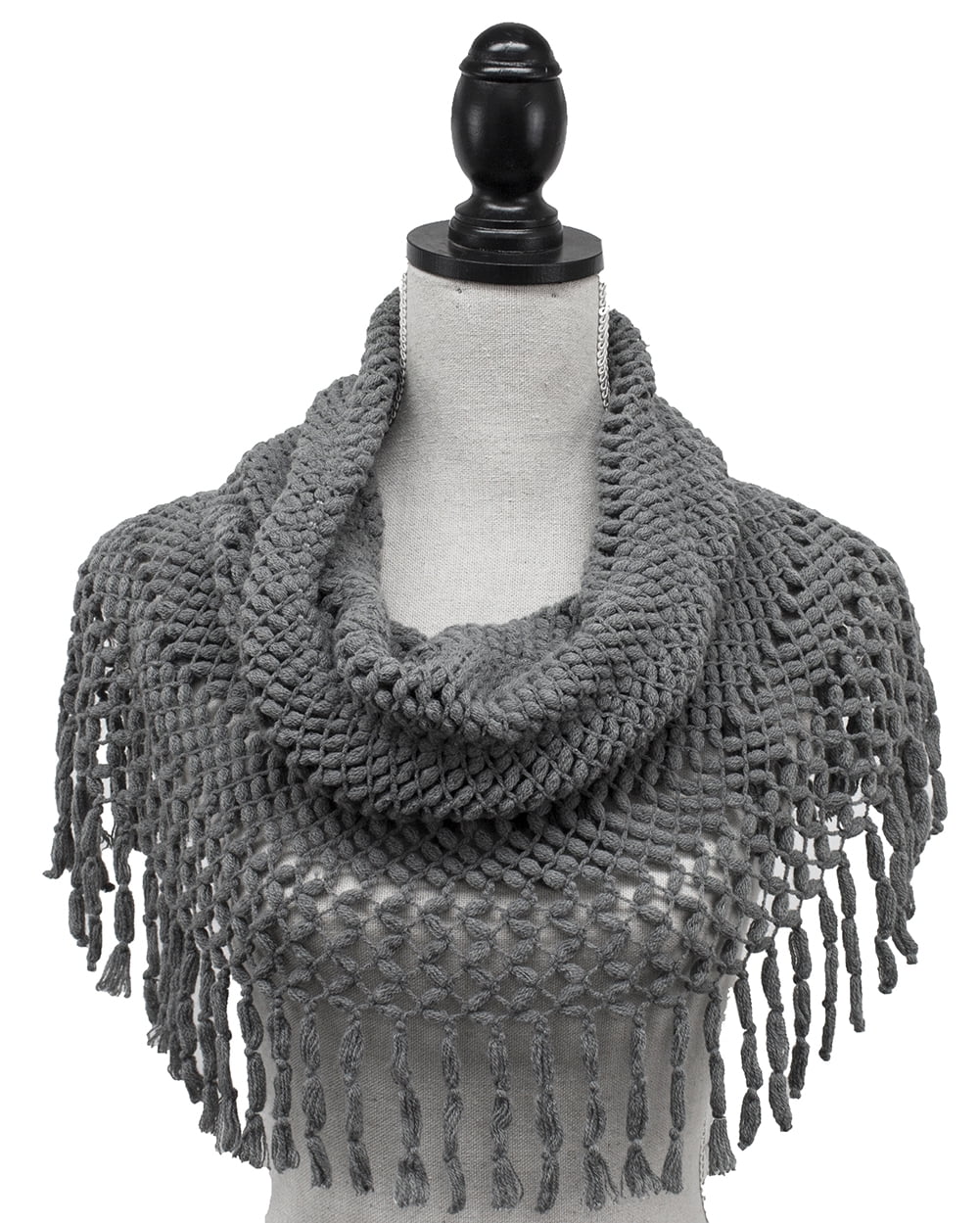 StylesILove Women Winter Knit Warm Neck Scarf with Tassel Circle Loop